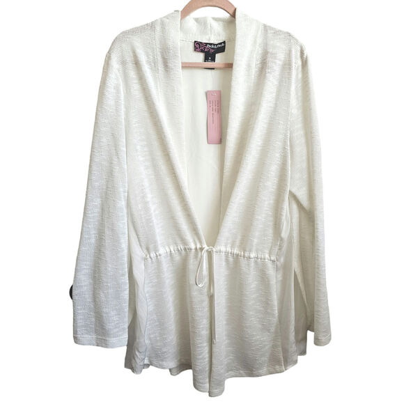Peck & Peck Beachy Keen Ivory Long Sleeve Waist Tie Cover Up Size XL - Picture 1 of 3